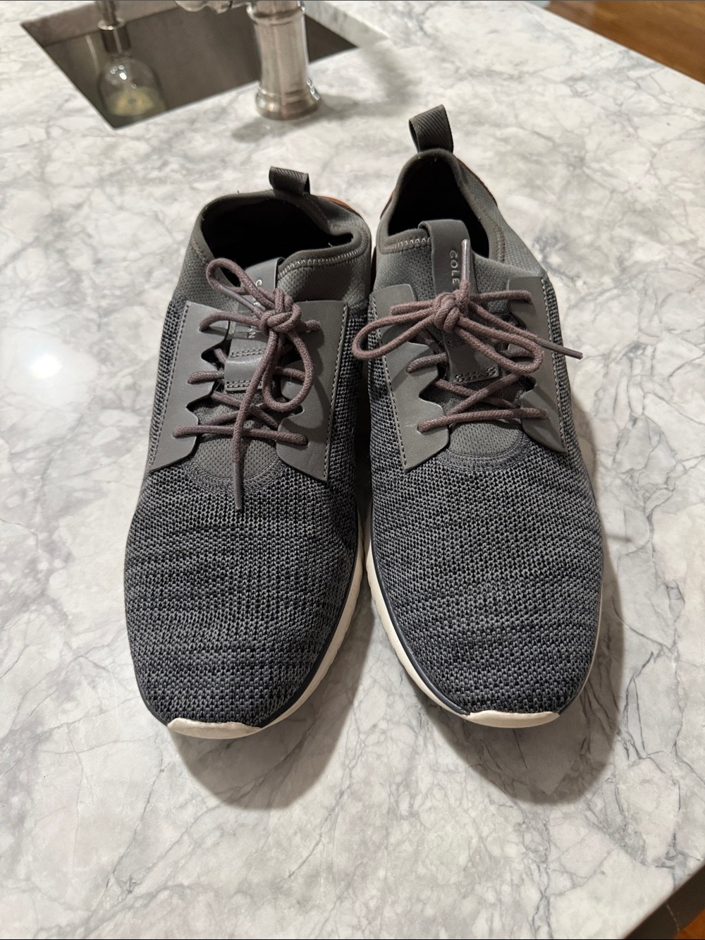 Cole Haan Men’s Gray Knit Lace-Up Sneakers